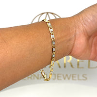 Pulsera tejido de navajas con un diseño diamantado para dama