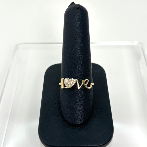 Anillo love con corazón de circonias para dama