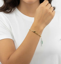 Pulsera eslabón alargado tipo clip en oro 10k medida para dama