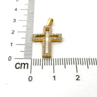 Dije de silueta de cruz con circonias unisex