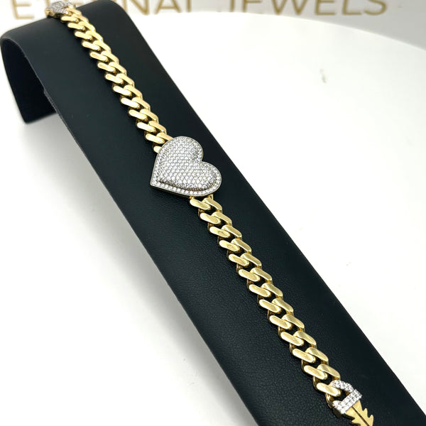 Pulsera de corazón con incrustaciones de circonias