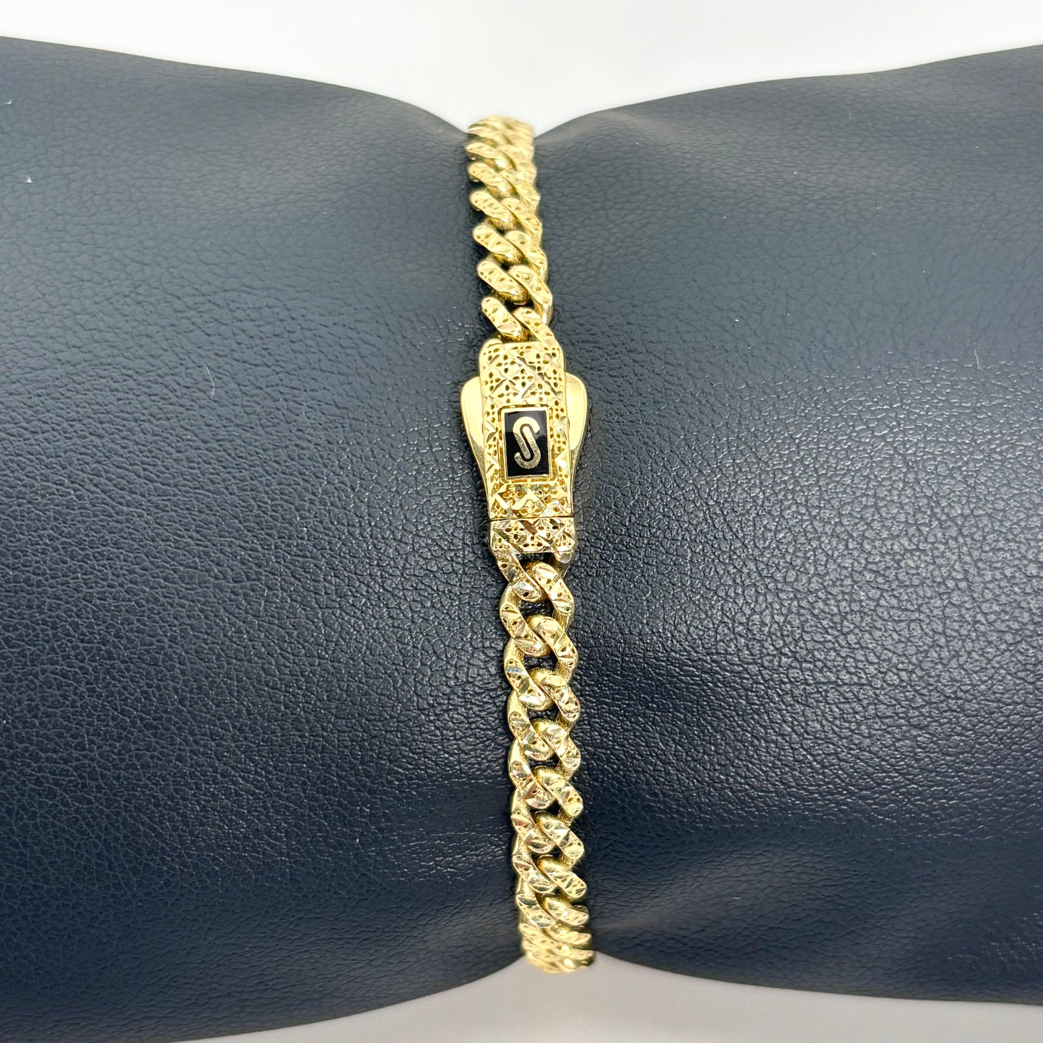 Pulsera de diseñador cubana con acabado biselado