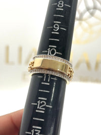 Anillo tejido chino giratorio con placa para caballero