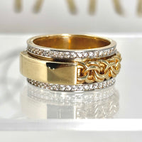 Anillo tejido chino giratorio con placa para caballero