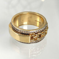 Anillo tejido chino giratorio con placa para caballero