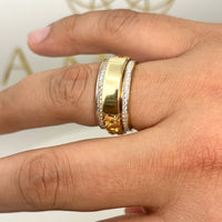 Anillo tejido chino giratorio con placa para caballero