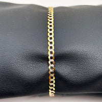 Pulsera cubana solida con acabado diamantado delgada