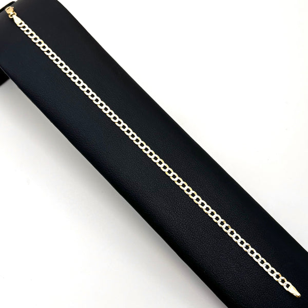 Pulsera cubana solida con acabado diamantado delgada