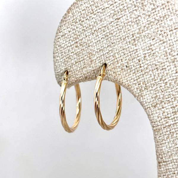 Arracadas tejido torsal de oro 14k Mod. 0920