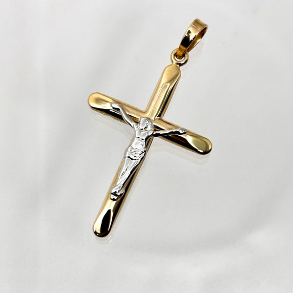Crucifijo tubular de oro 14k mod.3620