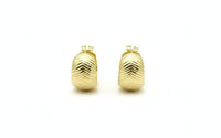 Aretes Huggies en Oro 14k con Textura Chevron