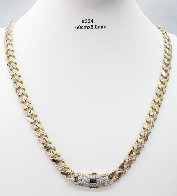 Cadena de oro 14k Edge de diseñador con acabado alt. pavé Mod. 32460