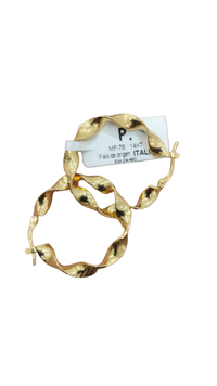 Arracadas de Oro 14k Diseño Torzal Hueco Elegante mod. 3030