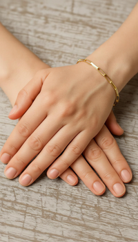 Pulsera eslabón alargado tipo clip en oro 10k medida para dama