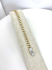 Pulsera Cubana de oro 14k con Circonias