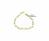 Pulsera eslabón alargado tipo clip en oro 10k medida para dama