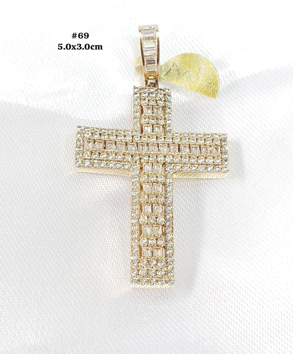 Cruz de oro 14k con circonias mod. 6953