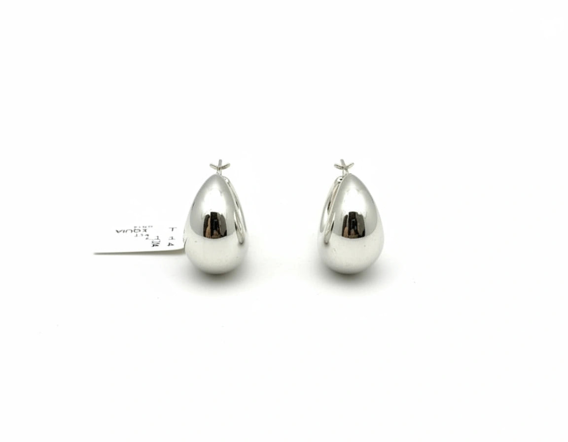 Aretes inflados en Oro blanco 14k Chunky Hoops