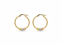 Aretes de bolitas tricolor 14k Mod. 1925