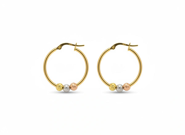 Aretes de bolitas tricolor 14k Mod. 1925