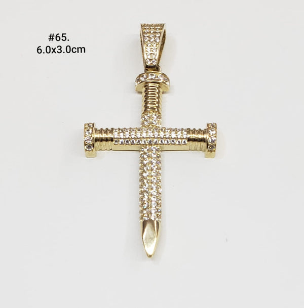 Cruz de oro 14k de clavo con circonias mod. 2363