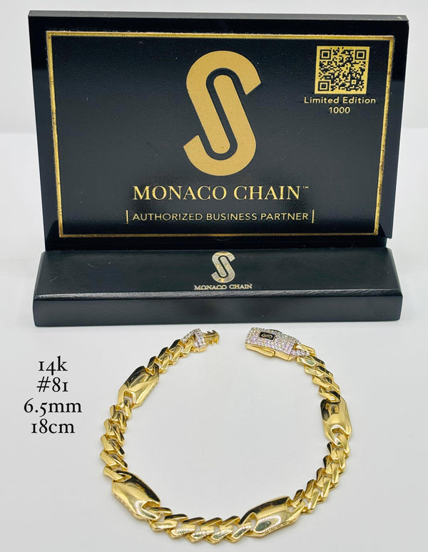 Pulsera tipo diseñador de oro 14k diseño SHADE Plain / Pavé Lock Mod. 8118