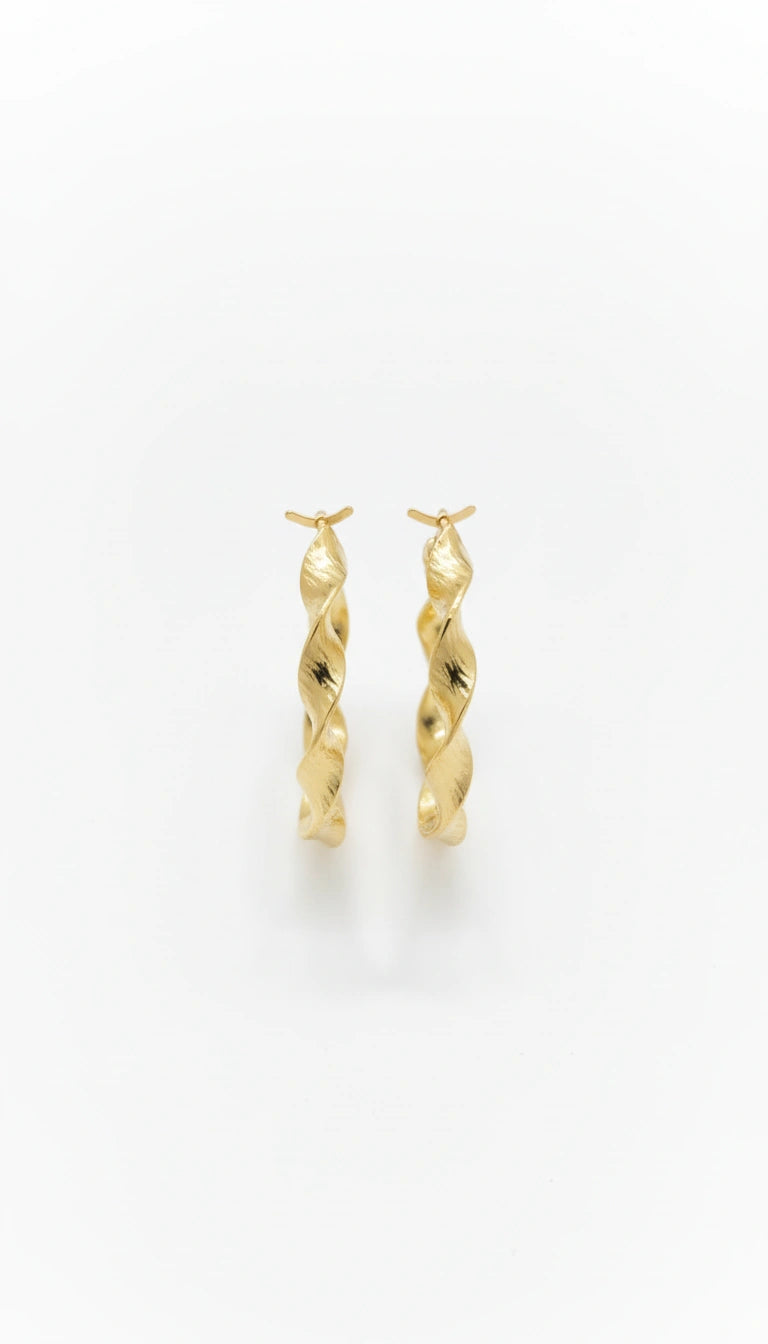 Arracadas de Oro 14k Diseño Torzal Hueco Elegante mod. 3030
