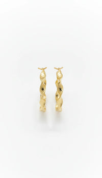 Arracadas de Oro 14k Diseño Torzal Hueco Elegante mod. 3030