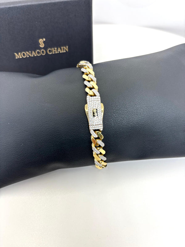 Pulsera Cubana de oro 14k con Circonias