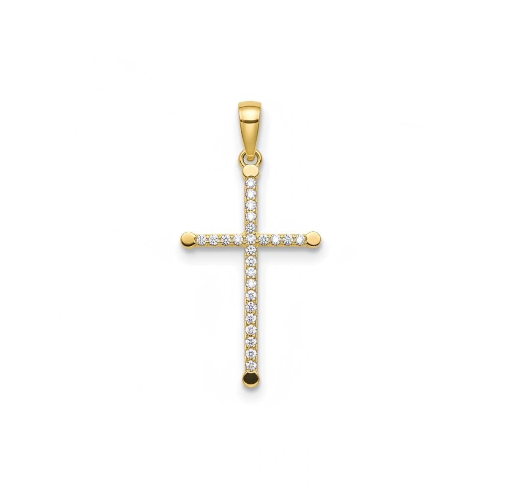 Dije Cruz en Oro 14k con circonias Mod. 3514