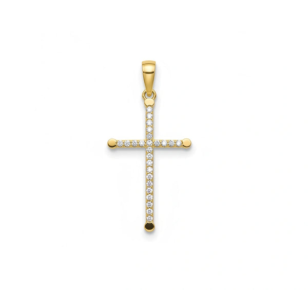 Dije Cruz en Oro 14k con circonias Mod. 3514