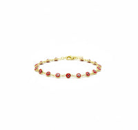 Pulsera de ojo turco rojo 10k medida para dama
