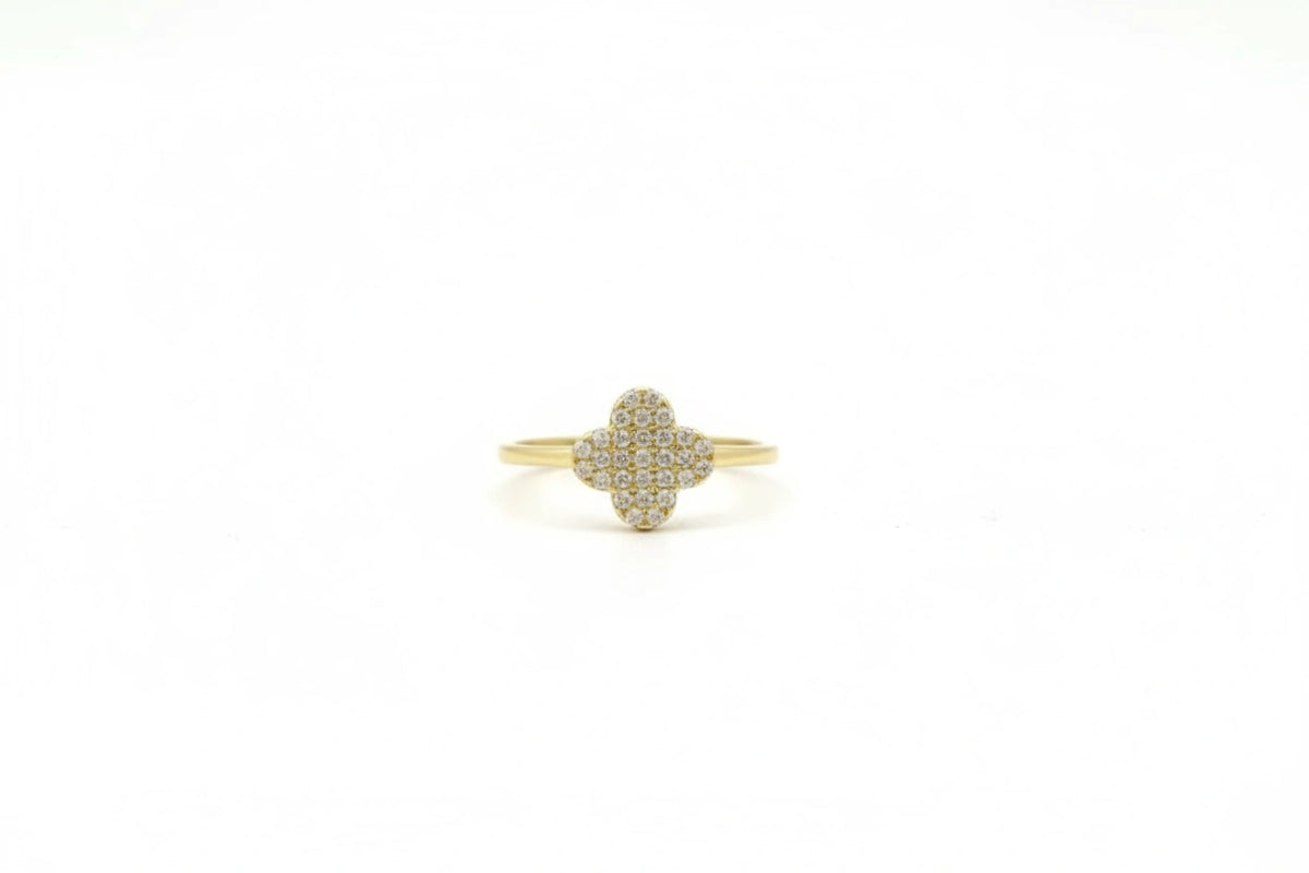 Anillo Flor Pavé en Oro 14k