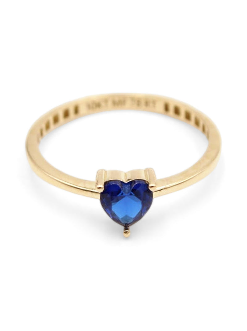 Anillo de oro 14k con circonia azul en forma de corazón Mod 5979