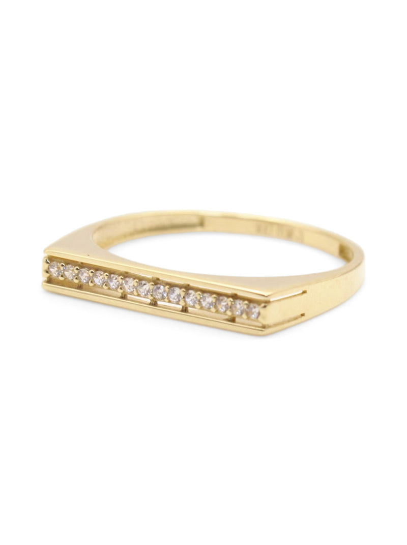 Anillo de oro 14k diseño de barra con circonias Mod 5982