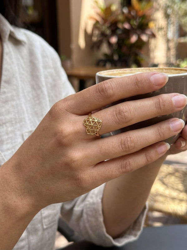 Anillo de oro 14k diseño de corazón calado Mod 5986