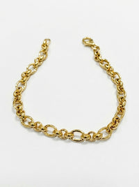 Pulsera de oro 14k eslabones ovalados alternados con eslabones pequeños Mod 5991 - 18 cm