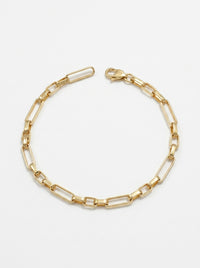 Pulsera de oro 14k eslabones rectangulares largos y cortos Mod 5995 - 18 cm