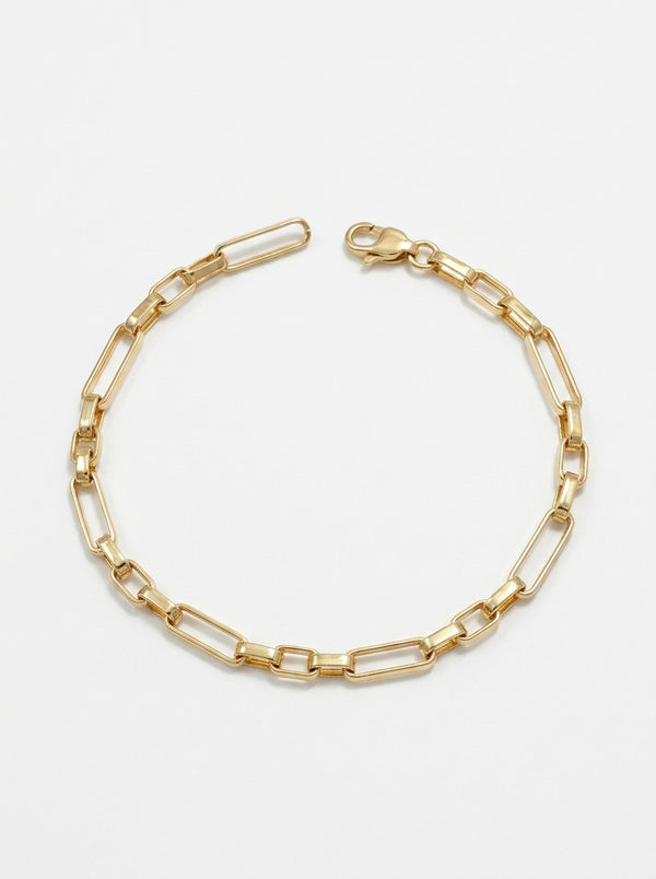 Pulsera de oro 14k eslabones rectangulares largos y cortos Mod 5995 - 18 cm