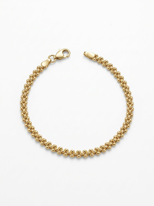 Pulsera de oro 14k tejido de cuentas Mod 5998 - 18 cm