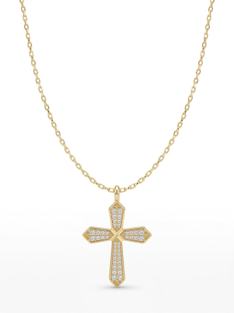 Gargantilla de oro 14k con dije de cruz con circonias Mod 6002 - 45 cm