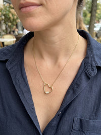 Gargantilla de oro 14k diseño de cadena con broche de corazón y circonias Mod 6003 - 45 cm