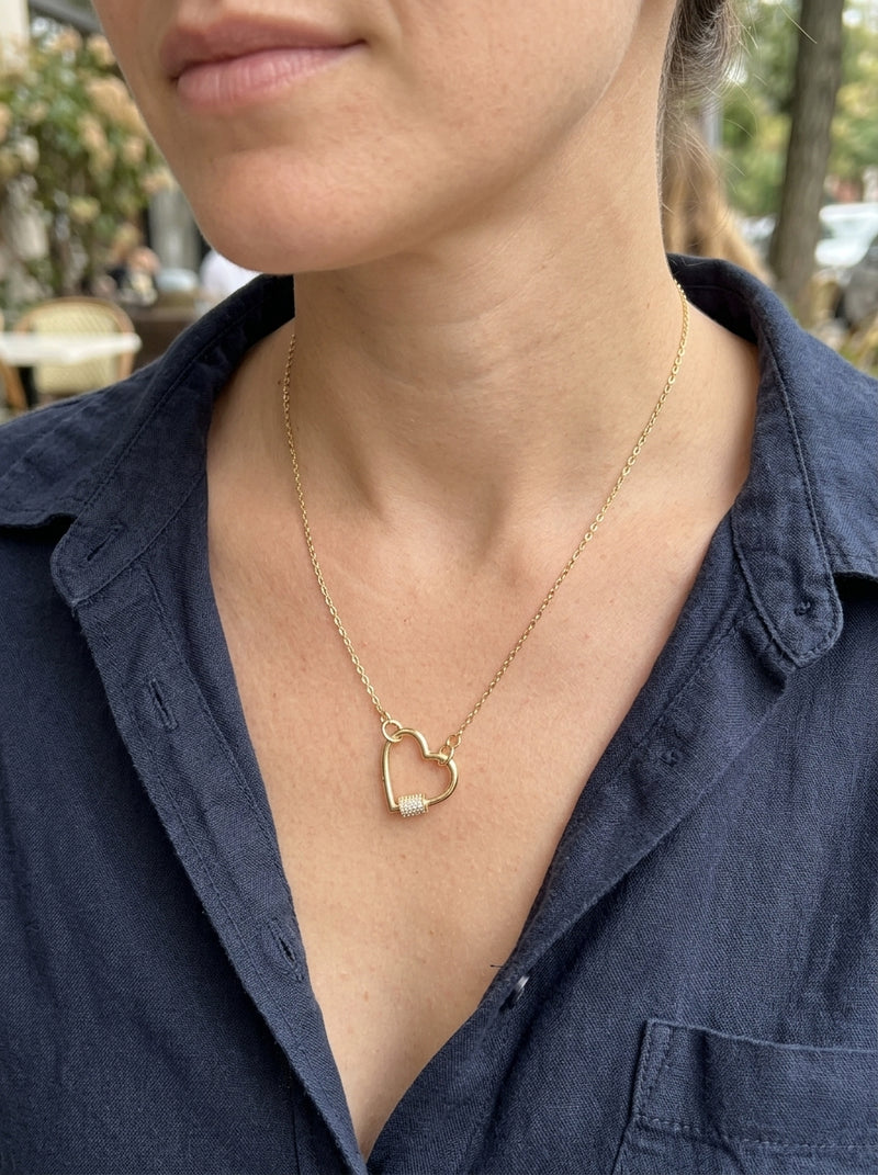 Gargantilla de oro 14k diseño de cadena con broche de corazón y circonias Mod 6003 - 45 cm