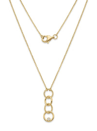 Gargantilla de oro 14k con dije de cuatro aros entrelazados y circonia Mod 6007 - 45 cm