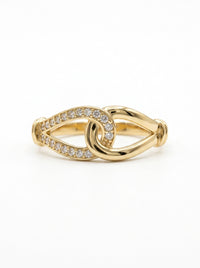 Anillo de oro 10k con lazos entrelazados y pavé de circonias Mod 6010