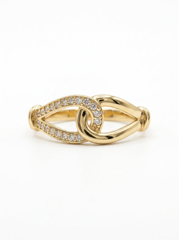 Anillo de oro 10k con lazos entrelazados y pavé de circonias Mod 6010