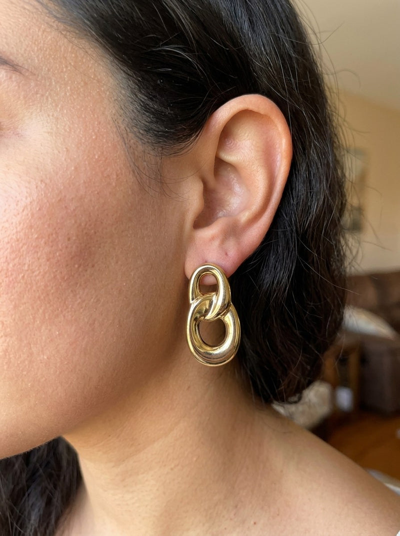 Aretes de oro 10k chunky diseño de eslabón entrelazado Mod 6014