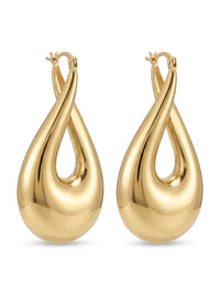 Arracadas de oro 10k diseño de gota chunky calada lisa Mod 6025
