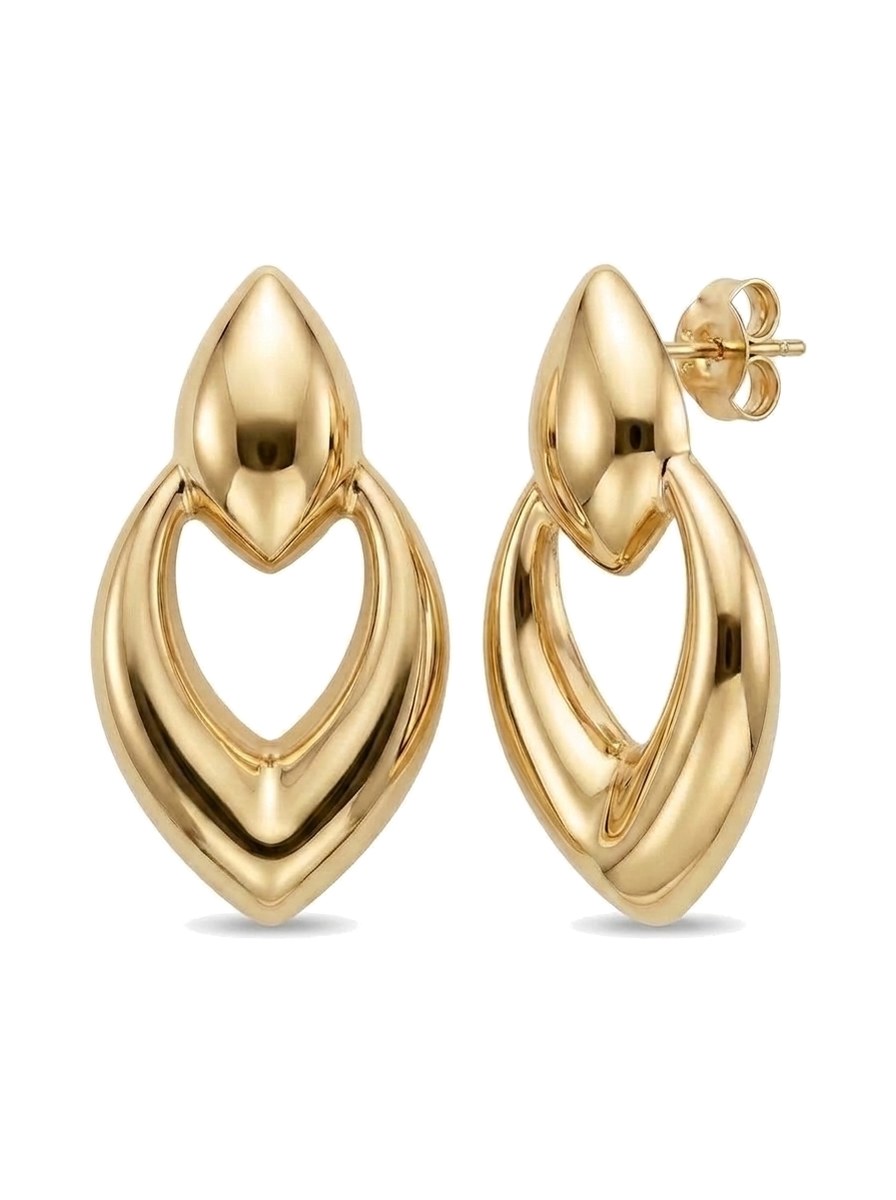 Aretes de oro 10k diseño chunky en forma de gota abierta Mod 6029