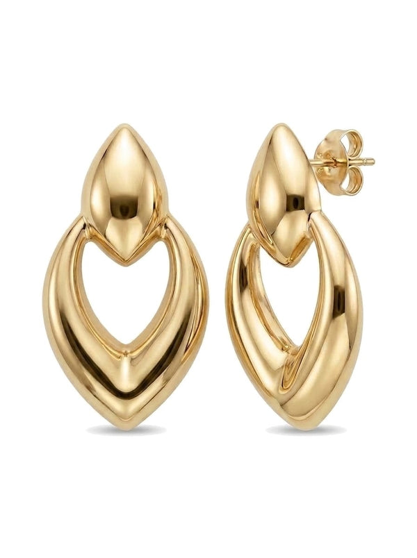 Aretes de oro 10k diseño chunky en forma de gota abierta Mod 6029